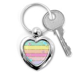 Pastel, Butterfly, Spring, Stripes, Key Chain (Heart)