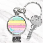 Pastel, Butterfly, Spring, Stripes, Nail Clippers Key Chain