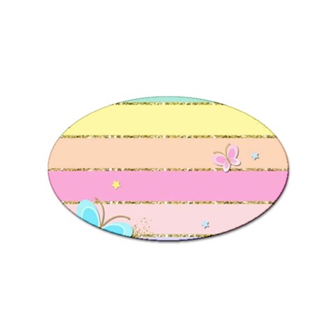 Pastel, Butterfly, Spring, Stripes, Sticker (Oval) from ArtsNow.com Front