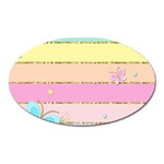 Pastel, Butterfly, Spring, Stripes, Oval Magnet