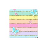 Pastel, Butterfly, Spring, Stripes, Square Magnet