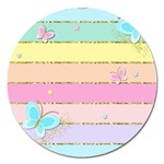 Pastel, Butterfly, Spring, Stripes, Magnet 5  (Round)