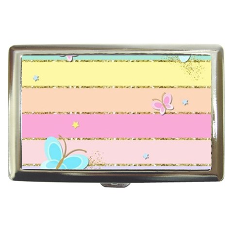 Pastel, Butterfly, Spring, Stripes, Cigarette Money Case from ArtsNow.com Front