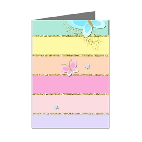 Pastel, Butterfly, Spring, Stripes, Mini Greeting Card from ArtsNow.com Left