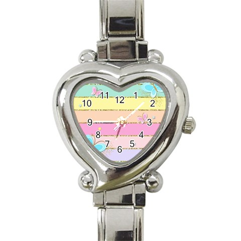 Pastel, Butterfly, Spring, Stripes, Heart Italian Charm Watch from ArtsNow.com Front