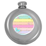 Pastel, Butterfly, Spring, Stripes, Round Hip Flask (5 oz)