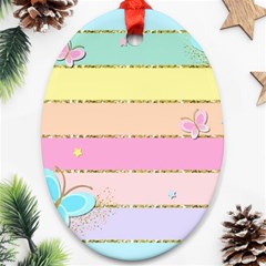 Pastel, Butterfly, Spring, Stripes, Oval Ornament (Two Sides) from ArtsNow.com Front