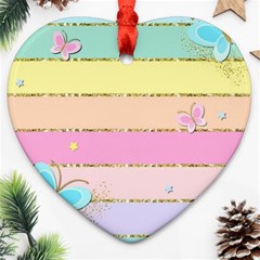 Pastel, Butterfly, Spring, Stripes, Heart Ornament (Two Sides) from ArtsNow.com Front