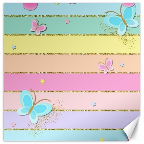 Pastel, Butterfly, Spring, Stripes, Canvas 12  x 12  from ArtsNow.com 11.4 x11.56  Canvas - 1