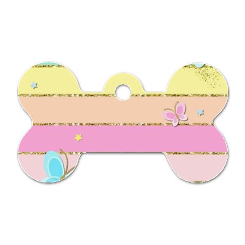 Pastel, Butterfly, Spring, Stripes, Dog Tag Bone (One Side) from ArtsNow.com Front