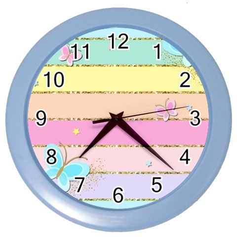 Pastel, Butterfly, Spring, Stripes, Color Wall Clock from ArtsNow.com Front