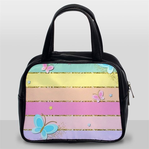 Pastel, Butterfly, Spring, Stripes, Classic Handbag (Two Sides) from ArtsNow.com Front