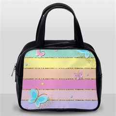 Pastel, Butterfly, Spring, Stripes, Classic Handbag (Two Sides) from ArtsNow.com Back