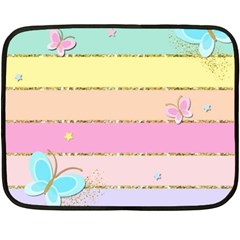 Pastel, Butterfly, Spring, Stripes, Two Sides Fleece Blanket (Mini) from ArtsNow.com 35 x27  Blanket Front