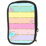 Pastel, Butterfly, Spring, Stripes, Compact Camera Leather Case