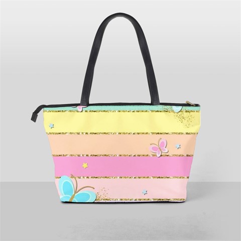 Pastel, Butterfly, Spring, Stripes, Classic Shoulder Handbag from ArtsNow.com Back