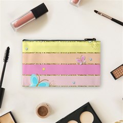 Pastel, Butterfly, Spring, Stripes, Cosmetic Bag (Small) from ArtsNow.com Back