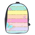 Pastel, Butterfly, Spring, Stripes, School Bag (Large)