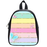 Pastel, Butterfly, Spring, Stripes, School Bag (Small)