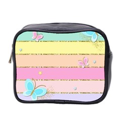 Pastel, Butterfly, Spring, Stripes, Mini Toiletries Bag (Two Sides) from ArtsNow.com Front