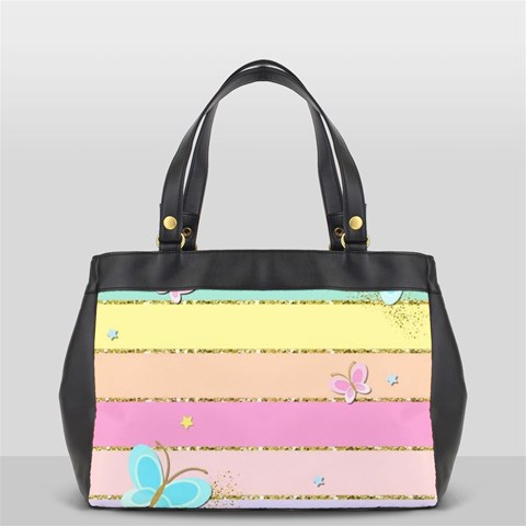 Pastel, Butterfly, Spring, Stripes, Oversize Office Handbag (2 Sides) from ArtsNow.com Back