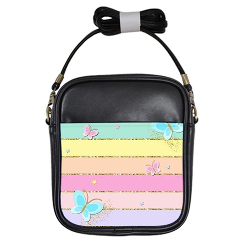 Pastel, Butterfly, Spring, Stripes, Girls Sling Bag from ArtsNow.com Front