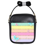 Pastel, Butterfly, Spring, Stripes, Girls Sling Bag