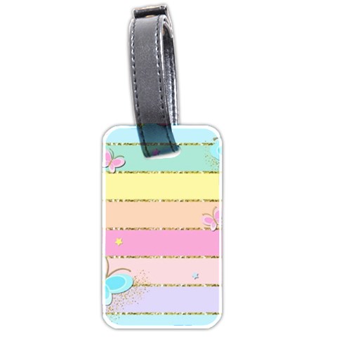 Pastel, Butterfly, Spring, Stripes, Luggage Tag (two sides) from ArtsNow.com Front