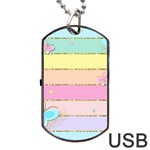 Pastel, Butterfly, Spring, Stripes, Dog Tag USB Flash (One Side)