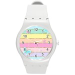 Pastel, Butterfly, Spring, Stripes, Round Plastic Sport Watch (M)