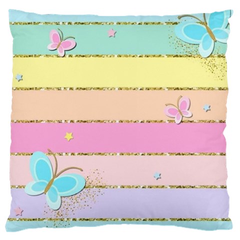 Pastel, Butterfly, Spring, Stripes, Large Cushion Case (One Side) from ArtsNow.com Front