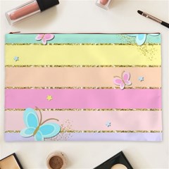 Pastel, Butterfly, Spring, Stripes, Cosmetic Bag (XXL) from ArtsNow.com Front