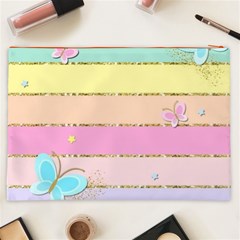 Pastel, Butterfly, Spring, Stripes, Cosmetic Bag (XXL) from ArtsNow.com Back