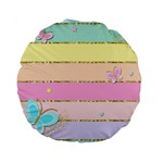 Pastel, Butterfly, Spring, Stripes, Standard 15  Premium Round Cushions