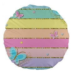 Pastel, Butterfly, Spring, Stripes, Large 18  Premium Round Cushions from ArtsNow.com Front