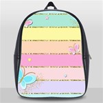 Pastel, Butterfly, Spring, Stripes, School Bag (XL)