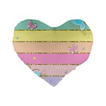 Pastel, Butterfly, Spring, Stripes, Standard 16  Premium Heart Shape Cushions