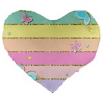 Pastel, Butterfly, Spring, Stripes, Large 19  Premium Heart Shape Cushions