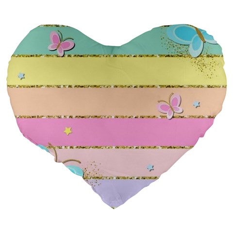 Pastel, Butterfly, Spring, Stripes, Large 19  Premium Heart Shape Cushions from ArtsNow.com Back