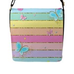 Pastel, Butterfly, Spring, Stripes, Flap Closure Messenger Bag (L)