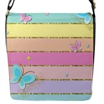 Pastel, Butterfly, Spring, Stripes, Flap Closure Messenger Bag (S)