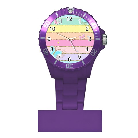 Pastel, Butterfly, Spring, Stripes, Plastic Nurses Watch from ArtsNow.com Front