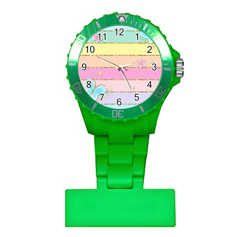 Pastel, Butterfly, Spring, Stripes, Plastic Nurses Watch from ArtsNow.com Front