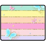 Pastel, Butterfly, Spring, Stripes, Two Sides Fleece Blanket (Medium)