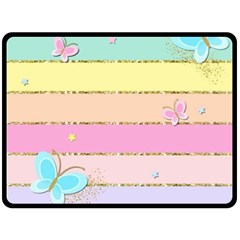 Pastel, Butterfly, Spring, Stripes, Two Sides Fleece Blanket (Large) from ArtsNow.com 80 x60  Blanket Front