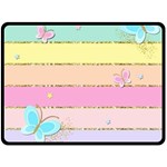 Pastel, Butterfly, Spring, Stripes, Two Sides Fleece Blanket (Large)