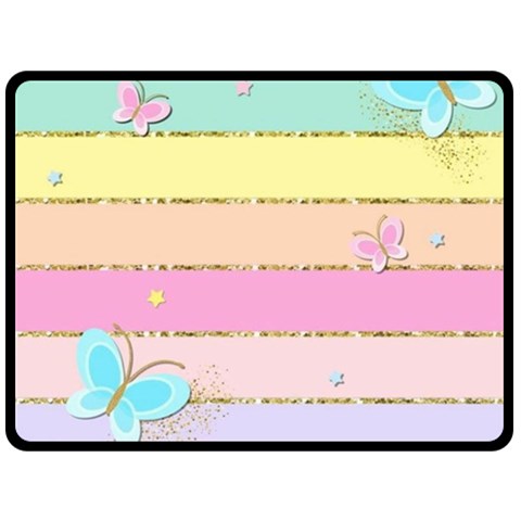 Pastel, Butterfly, Spring, Stripes, Two Sides Fleece Blanket (Large) from ArtsNow.com 80 x60  Blanket Back