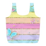 Pastel, Butterfly, Spring, Stripes, Full Print Recycle Bag (L)