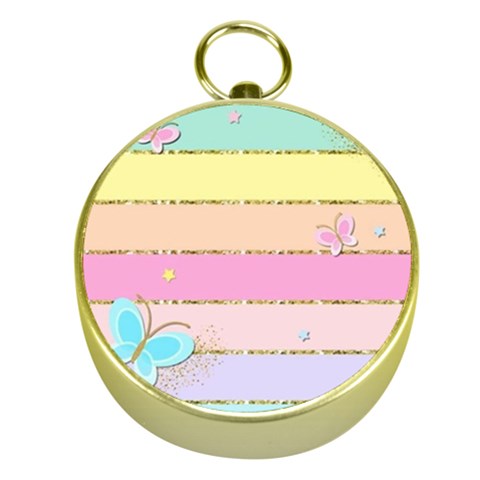 Pastel, Butterfly, Spring, Stripes, Gold Compasses from ArtsNow.com Front