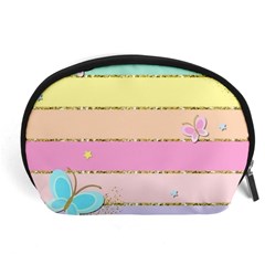 Pastel, Butterfly, Spring, Stripes, Accessory Pouch (Large) from ArtsNow.com Front